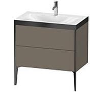 Duravit XViu Table de toilette XV4710OB290P 80x48cm, 2 2000 - out, Match2 trou de coulée, noir mat, Cadres P, flanelle gris mat de soie