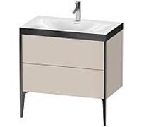 Duravit XViu Table de toilette XV4710OB291P 80x48cm, 2 2000 - out, Match2 trou de coulée, noir mat, Cadres P, taupe mat