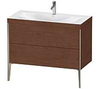 Duravit XViu Table de toilette XV4711OB113C 100x48cm, 2 2000 - out, Match2 trou de coulée, champagne mat, Cadres C, Noyer d' Amérique
