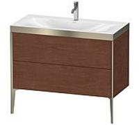Duravit XViu Table de toilette XV4711OB113P 100x48cm, 2 2000 - out, Match2 trou de coulée, champagne mat, Cadres P, noyer d' Amérique