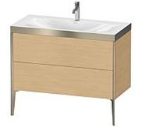 Duravit XViu Table de toilette XV4711OB130P 100x48cm, 2 2000 - out, match3 trou de coulée, champagne mat, Cadres P, Eiche natur
