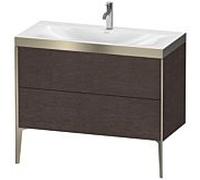 Duravit XViu Table de toilette XV4711OB172P 100x48cm, 2 2000 - out, Match2 trou de coulée, champagne mat, Cadres P, chêne foncé brossé