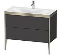 Duravit XViu Table de toilette XV4711OB180P 100x48cm, 2 2000 - out, Match2 trou de coulée, champagne mat, Cadres P, Supermatt graphite