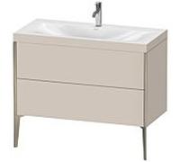 Duravit XViu Table de toilette XV4711OB191C 100x48cm, 2 2000 - out, Match2 trou de coulée, champagne mat, Cadres C, taupe mat
