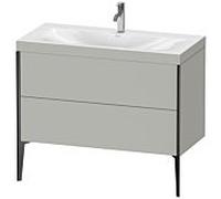 Duravit XViu Table de toilette XV4711OB207C 100x48cm, 2 2000 - out, Match2 trou de coulée, noir mat, Cadres C, gris béton mat