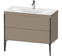 Duravit XViu Table de toilette XV4711OB211C 100x48cm, 2 2000 - out, Match2 trou de coulée, noir mat, Cadres C, le cachemire chêne