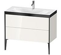 Duravit XViu Table de toilette XV4711OB222P 100x48cm, 2 2000 - out, match3 trou de coulée, noir mat, Cadres P, blanc haute brillance