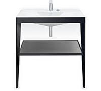 Duravit Meuble lavabo combiné XViu XV4715EB240 80 x 48 cm, 2 trous pour robinetterie, noir brillant, avec console en métal, noir mat