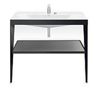 Duravit Meuble lavabo combiné XViu XV4716EB240 100 x 48 cm, 2 trous pour robinetterie, noir brillant, avec console en métal, noir mat