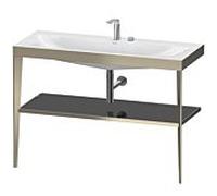 Duravit XViu vasque combinaison XV4717EB140 120 x 48 cm, 2 trous pour robinetterie, noir brillant, avec console en métal, champagne mat