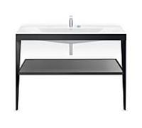 Duravit XViu vasque combinaison XV4717EB240 120 x 48 cm, 2 trous pour robinetterie, noir brillant, avec console en métal, noir mat