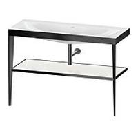 Duravit XViu vasque combinaison XV4717NB285 120 x 48 cm, sans trou pour robinet, blanc haute brillance, avec console en métal, noir mat