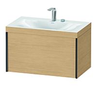 Duravit Meuble sous-vasque XViu XV4610EB230C 80x48cm, 2000 , 2 trous pour robinetterie, noir mat, Rahmen C, chêne naturel