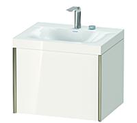 Duravit Meuble sous-vasque XViu XV4609EB122C 60x48cm, 2000 , 2 trous pour robinetterie, champagne mat, Rahmen C, blanc brillant