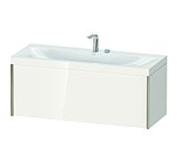 Duravit Meuble sous-vasque XViu XV4612EB122C 120x48cm, 2000 , 2 trous pour robinetterie, champagne mat, Rahmen C, blanc brillant
