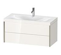 Duravit XViu vasque XV4616OB122C 100x48cm, 2 tiroirs, 2000 , champagne mat, Cadres C, blanc haute brillance