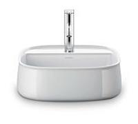 Duravit Zencha Aufsatzbecken 23744200711 42x42cm, avec trou pour robinetterie, rangée de trous pour robinetterie, sans trop-plein, sol, blanc , WonderGliss