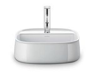 Duravit Zencha Aufsatzbecken 23744200711 42x42cm, avec trou pour robinetterie, rangée de trous pour robinetterie, sans trop-plein, sol, blanc , WonderGliss