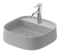 Duravit Zencha Aufsatzbecken 23744267711 42x42cm, avec trou pour robinetterie, plateforme pour trou pour robinetterie, sans trop-plein, meulé, gris satiné, WonderGliss