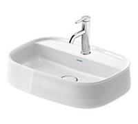 Duravit Zencha Aufsatzbecken 23745500711 55x39cm, avec trou pour robinetterie, rangée de trous pour robinetterie, sans trop-plein, sol, blanc , WonderGliss