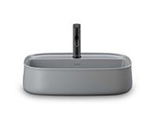 Duravit Zencha Aufsatzbecken 2374556771 55x39cm, avec trou pour robinetterie, plateforme pour trou pour robinetterie, sans trop-plein, meulé, gris satiné
