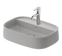 Duravit Zencha Aufsatzbecken 23745567711 55x39cm, avec trou pour robinetterie, rangée de trous pour robinetterie, sans trop-plein, meulé, gris satiné, WonderGliss
