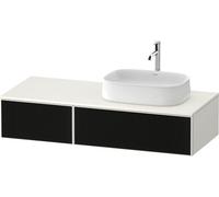 Meuble Pour Vasque à Poser Duravit Zencha droite, 2 tiroirs 1300x281x550mm Noir Texture Lignée/Blanc Super Mat ZE4817063840000