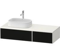 Duravit Zencha Meuble sous-lavabo avec console, 1300x550mm, 2 tiroirs, 1 découpe, ZE4816063840000, Couleur: faÃ§ade : structure de ligne noire (verre)/corps : blanc supermat