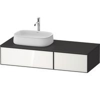 Duravit Zencha Meuble sous-lavabo avec console, 1300x550mm, 2 tiroirs, 1 découpe, ZE4816064800000, Couleur: façade : blanc (verre)/corps : graphite supermat