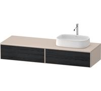 Duravit Zencha Meuble sous-lavabo avec console, 1600x550mm, 2 tiroirs, 1 découpe à droite, ZE4814, ZE4814R16830000, Couleur: façade : chêne noir/caisson : taupe supermatt