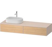 Duravit Zencha Meuble sous-lavabo avec console, 1600x550mm, 2 tiroirs, 1 découpe à gauche, ZE4814, ZE4814L30830000, Couleur: faÃ§ade : chÃªne naturel/caisson : taupe supermatt
