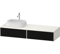 Duravit Zencha Meuble sous-lavabo avec console, 1600x550mm, 2 tiroirs, 1 découpe à gauche, ZE4814, ZE4814L63840000, Couleur: faÃ§ade : structure de ligne noire (verre)/corps : blanc supermat