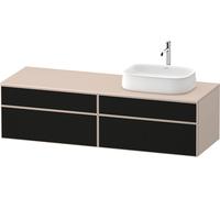 Duravit Zencha Meuble sous-lavabo avec console, 1600x550mm, 2 tiroirs, 2 tiroirs, 1 découpe à droite, ZE4824, ZE4824R63830000, Couleur: faÃ§ade : structure linÃ©aire noire (verre)/corps : taupe superm