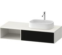 Duravit Zencha Meuble sous-lavabo sur console, 1300x550mm, 1 tiroir, 1 compartiment ouvert à gauche, découpe à droite, ZE4819063840000, Couleur: faÃ§ade : structure de ligne noire (verre)/corps : blan