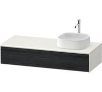 Duravit Zencha Meuble sous-lavabo sur console, 1300x550mm,1 tiroir, 1 découpe à droite, ZE4812R16840000, Couleur: façade : chêne noir/corps : blanc supermat