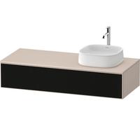 Duravit Zencha Meuble sous-lavabo sur console, 1300x550mm,1 tiroir, 1 découpe à droite, ZE4812R63830000, Couleur: façade : structure linéaire noire (verre)/corps : taupe supermate