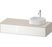 Meuble Pour Vasque à Poser Duravit Zencha droite, 1 tiroir 1300x281x550mm Blanc/Taupe Super Mat ZE4812R64830000