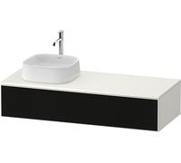 Duravit Zencha Meuble sous-lavabo sur console, 1300x550mm, 1 tiroir, 1 découpe à gauche, ZE4812L63840000, Couleur: faÃ§ade : structure de ligne noire (verre)/corps : blanc supermat