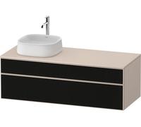 Duravit Zencha Meuble sous-lavabo sur console, 1300x550mm, 1 tiroir, 1 tiroir, découpe à gauche, ZE4822L63830000, Couleur: façade : structure linéaire noire (verre)/corps : taupe supermate