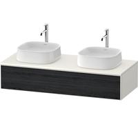Duravit Zencha Meuble sous-lavabo sur console, 1300x550mm,1 tiroir, 2 découpes, ZE4813B16840000, Couleur: façade : chêne noir/corps : blanc supermat