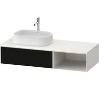 Duravit Zencha Meuble sous-lavabo sur console, 1300x550mm, 1 tiroir, compartiment ouvert à droite, découpe à gauche, ZE4818063840000, Couleur: faÃ§ade : structure de ligne noire (verre)/corps : blanc 