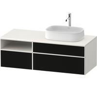 Duravit Zencha Meuble sous-lavabo sur console, 1300x550mm, 2 tiroirs, 1 tiroir, compartiment ouvert, découpe 1 droite, ZE4829063840000, Couleur: faÃ§ade : structure de ligne noire (verre)/corps : blan