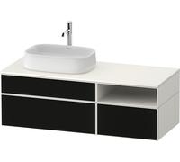 Duravit Zencha Meuble sous-lavabo sur console, 1300x550mm, 2 tiroirs, 1 tiroir, compartiment ouvert, découpe 1 gauche, ZE4828063840000, Couleur: faÃ§ade : structure de ligne noire (verre)/corps : blan
