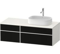 Duravit Zencha Meuble sous-lavabo sur console, 1300x550mm, 2 tiroirs, 2 tiroirs, 1 découpe à droite, ZE4827063840000, Couleur: façade : structure de ligne noire (verre)/corps : blanc supermat