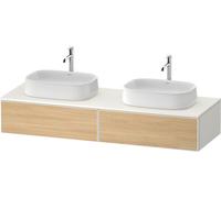 Duravit Zencha Meuble sous-lavabo sur console, 1600x550mm, 2 tiroirs. 2 découpes, ZE4815, ZE4815B30840000, Couleur: façade : chêne naturel/caisson : blanc supermat