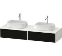 Duravit Zencha Meuble sous-lavabo sur console, 1600x550mm, 2 tiroirs. 2 découpes, ZE4815, ZE4815B63840000, Couleur: faÃ§ade : structure de ligne noire (verre)/corps : blanc supermat