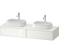 Duravit Zencha Meuble sous-lavabo sur console, 1600x550mm, 2 tiroirs. 2 découpes, ZE4815, ZE4815B64840000, Couleur: façade : blanc (verre)/corps : blanc supermat