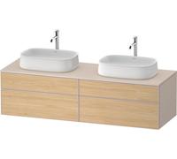 Duravit Zencha Meuble sous-lavabo sur console, 1600x550mm, 2 tiroirs, 2 découpes, ZE4825, ZE4825B30830000, Couleur: façade : chêne naturel/caisson : taupe supermatt