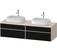 Duravit Zencha Meuble sous-lavabo sur console, 1600x550mm, 2 tiroirs, 2 découpes, ZE4825, ZE4825B63830000, Couleur: façade : structure linéaire noire (verre)/corps : taupe supermate
