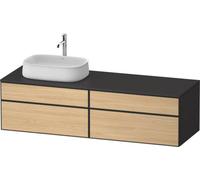 Duravit Zencha Meuble sous-lavabo sur console, 1600x550mm, 2 tiroirs, 2 tiroirs, 1 découpe à gauche, ZE4824, ZE4824L30800000, Couleur: façade : chêne naturel/caisson : graphite supermatt